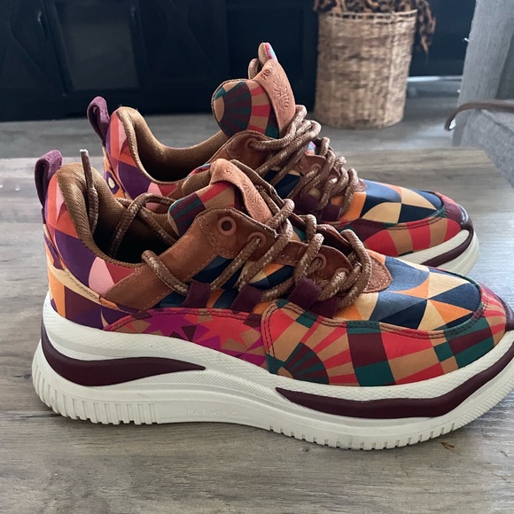 FARM Rio Shoes - Farm Rio Anthro Graphic Scarves Mixed Media Geometric pattern platform Sneaker